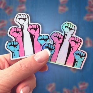Handgetekende sticker transrechten | Holografisch | Vinyl | Trotsmaand | Transseksueel | Transrechten: