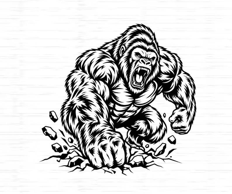 Gorilla line art - Etsy 日本