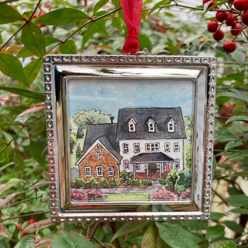 Hand Painted House Portrait Ornament