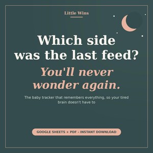 Automated daily baby dashboard for Google Sheets. Type any date to instantly see the last feed time, total sleep hours, and total wet or dirty diapers. A digital newborn tracker designed as an external memory for sleep-deprived new parents.
