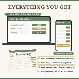 Debt payoff calculator spreadsheet featuring automatic snowball and avalanche ordering methods. Track up to 20 different debts, loans, or credit cards in this Excel and Google Sheets template to visualize your exact path to becoming debt-free.