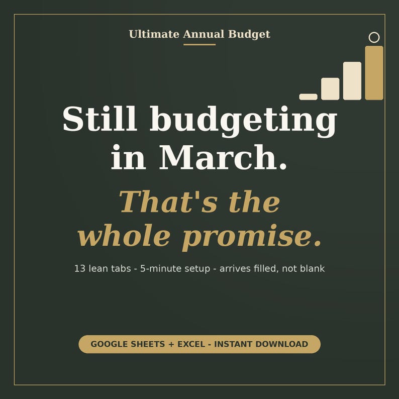 Pre-filled annual budget spreadsheet with realistic sample data. This Google Sheets and Excel financial planner arrives with example numbers, making it easy to learn how the monthly dashboard and transaction tracker work before entering your own data.