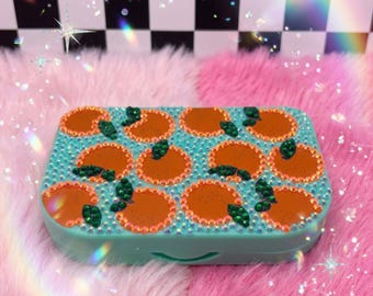 Estuche para pestañas decorado a mano con pedrería / Caja de almacenamiento de pestañas con diamantes de imitación / Decoración de tocador estilo años 20