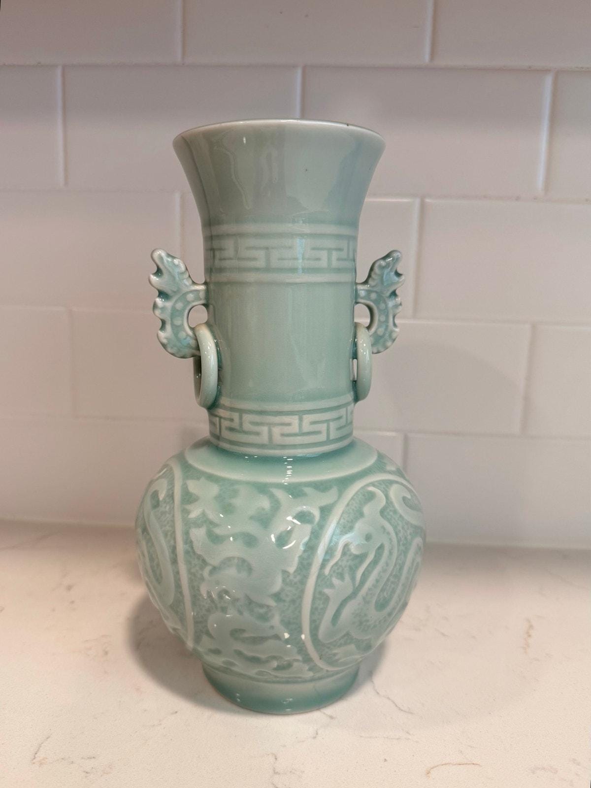 Porcelain Chinese Celadon Vase - Etsy