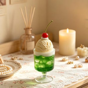 Weihnachtlicher Retro-Weihnachtsschmuck in Form einer cremefarbenen, grünen Melone | Tischdekoration, Geschenkidee für Zuhause und Büro