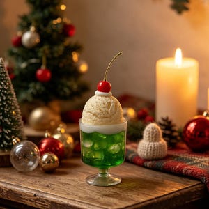 Christmas Retro Creamy Soda Green Melon Ornament | Desktop Decoration, Home & Office Gift