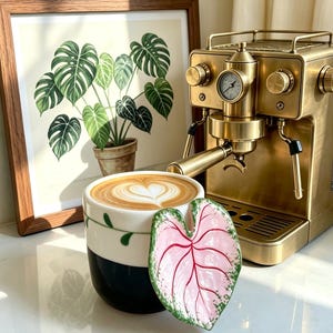 Handcrafted 3D Monstera Leaf Ceramic Mug – Botanical Pottery Cup, Plant Lover Gift