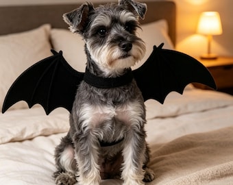 Felt Bat Wings Halloween Costume for Cats, Small Dogs – Adjustable Pet Photo Prop