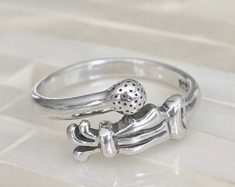 Golfer Ring- Golf Jewelry- Sterling Silver- Golf Bag Ball- Coaches Gift -Girls Golf Team- Senior Gift-  Golf Tournament- I love golf