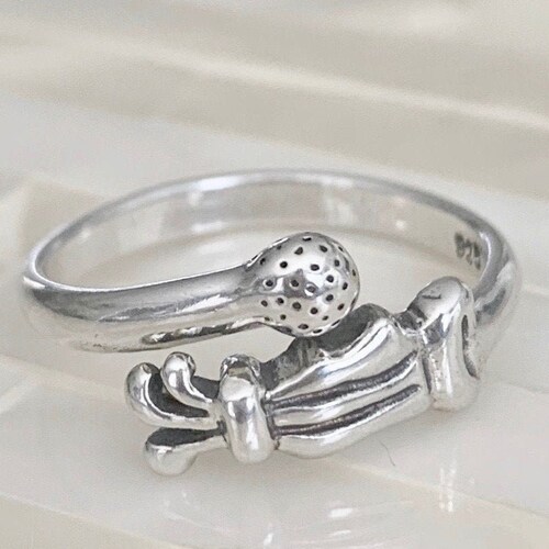 Golfers Ring Golf Jewelry Sterling Silver Golf Bag Golf Etsy