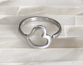 Heart Ring - Open Ring Heart- Sterling Silver- Couples Ring- Lovers Jewelry- Promise Ring- Girlfriend Jewelry- Valentine's Day gift