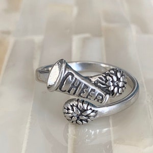Cheerleader Ring- Cheer Jewelry- Gift- Sterling Silver- Cheer Team Gift- Cheer Mom Jewelry- Adjustable Size- Competition Gift