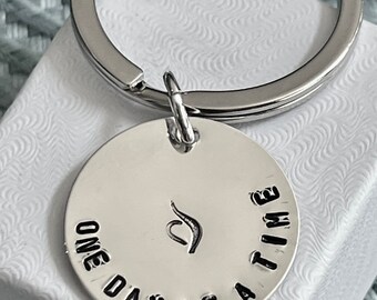 Sterling Silver Recovery Keychain – Inspirational Gift, Personalized Date