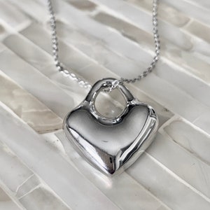 Heart Necklace- Sterling Silver- heart charm- love jewelry- Daughter- Mother- Valentine&#39;s Day - Anniversary- Gifts for Her