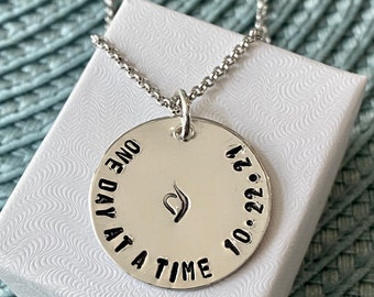 Recovery Personalized Necklace – NEDA Inspirational Gift- Eating Disorders -One Day At a Time Date