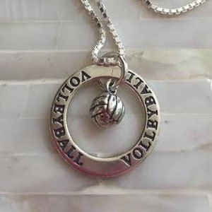 Volleyball Necklace- Volleyball Player Gift- Sterling Silver- Volleyball Coach Gift- Volleyball Charm- Volleyball Team Gift