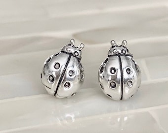 Sterling Silver Ladybug Stud Earrings – Lucky Charm Jewelry