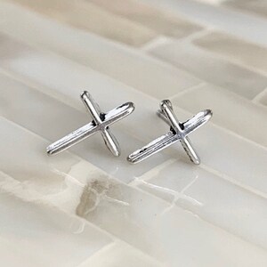 Cross Earrings- Religious- Faith Jewelry- Sterling Silver- Stud posts- Baptism- Christian- Christmas Gift