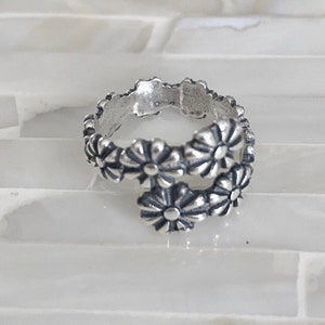 Gänseblümchen Ring- Blumenmädchen-Blumenschmuck-Gärtner-Geschenk-Teenager-Geburtstag-Sterling Silber-Hochzeit Schmuck-Kleines Mädchen-Weihnachtsgeschenk