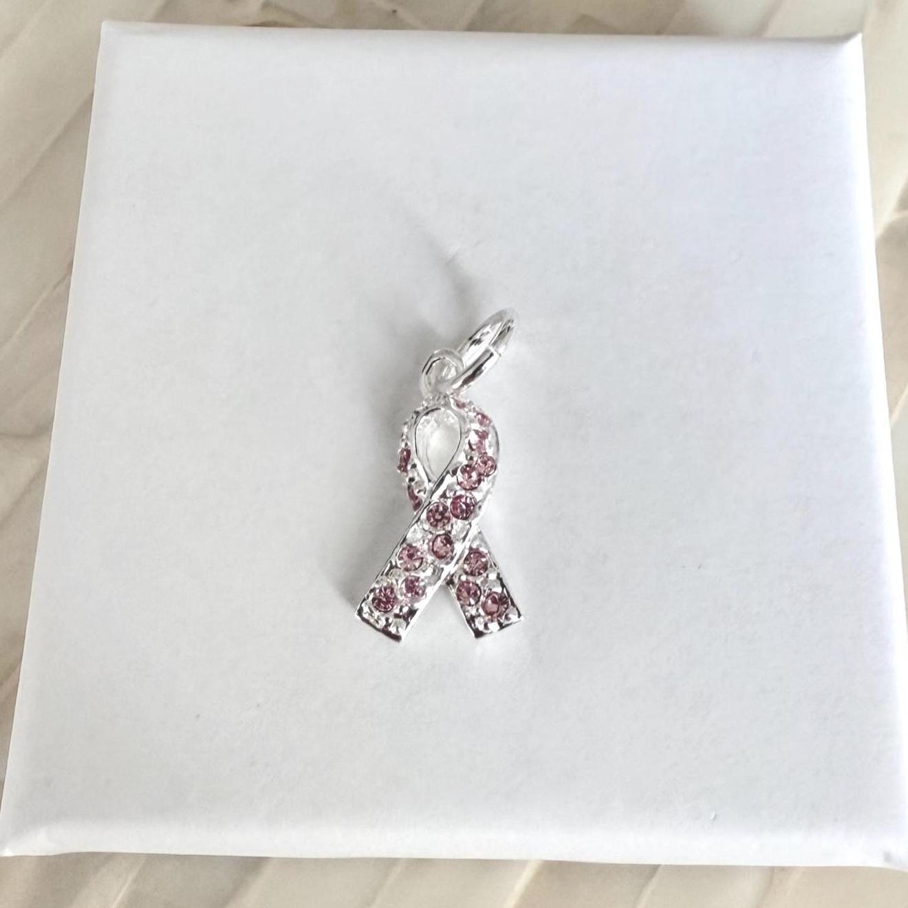 925 Sterling Silber Anhänger – Rosa Band Für Brustkrebs-Solidarität, Schlicht & Bedeutungsvoll