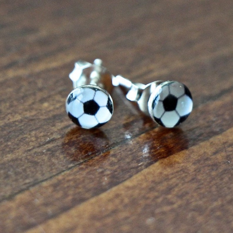 Soccer Ball Stud Earrings Tiny Soccer Balls sterling Silver Etsy