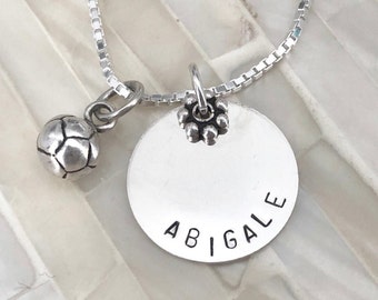 Soccer necklace - Soccer player gift - Personalized Charm- name, number, team name- Senior gift - Soccer team gift- Soccer mom