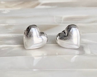 Sterling Silver Heart Stud Earrings – Anniversary Gift, 8mm