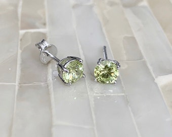 August Birthstone Earrings - Peridot - Sterling Silver- August Birthday- Stud Earrings- Birthday Present- Christmas Gift- Gift for her