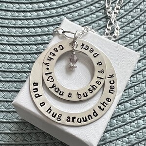 Personalized, I Love you a bushel and a peck, Necklace- Gift for Grandma, Mom- Mother&#39;s Day Gift- Child&#39;s name- Christmas Gift for her
