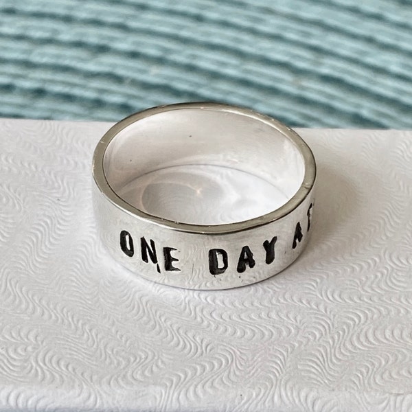 NEDA- Eating Disorder Awareness- Personalized Ring- Anorexia and Bulimia- Recovery Date- Recovery gift- One Day at a Time- Hand Stamped
