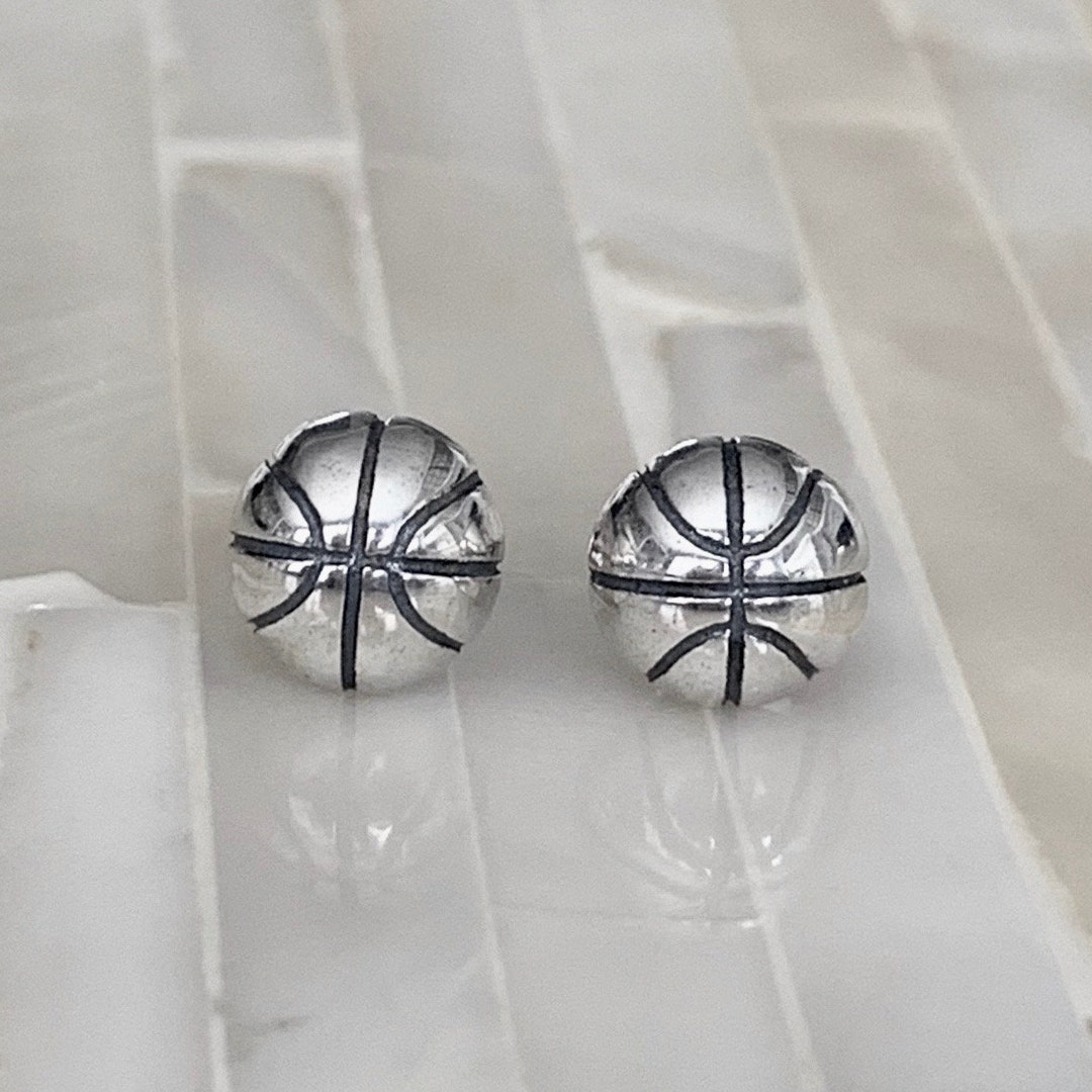 Basketball Stud Earrings Sterling Silverbasketball Player Jewelrybasketball Coaches Gift