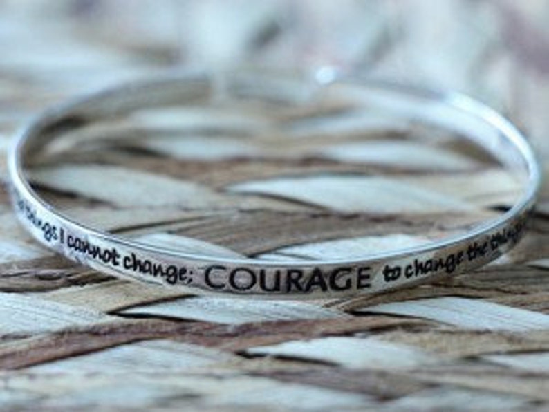 Serenity Prayer Bracelet Christian Gift Cuff Bracelet God Grant Me Courage Inspirational Gift Religious Jewelry Sterling Silver image 3