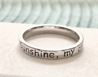 Sunshine Ring- you are my sunshine, my only sunshine- Stackable Ring- Mom Ring- Gift for Daughter- Mother's Day- Sterling Silver