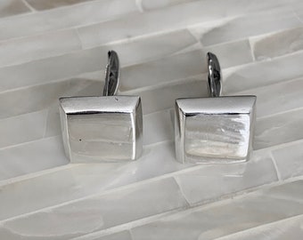 Cuff Links- Square Sterling Silver- Square Cuff Links- Men's Accessories- Women's Cufflinks Jewelry- Christmas Gift for Dad's or mom