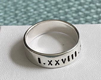 Roman Numerals Ring- Personalized- Date- Graduation- Anniversary date- Sobriety- Recovery Date- Survivor Date- Gift for him- Gift for her