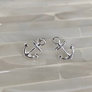 Anchor Earrings- Sterling Silver- Nautical Earrings- Summer Jewelry- Beach Jewelry- Sailor Jewelry-Teen Jewelry- Stud Earring