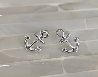 Anchor Earrings- Sterling Silver- Nautical Earrings- Summer Jewelry- Beach Jewelry- Sailor Jewelry-Teen Jewelry- Stud Earring
