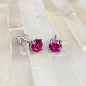 July Birthstone Earrings- Ruby- Sterling Silver- July Birthday- Stud Earrings- Birthday Present- Gift for her- Christmas Gift