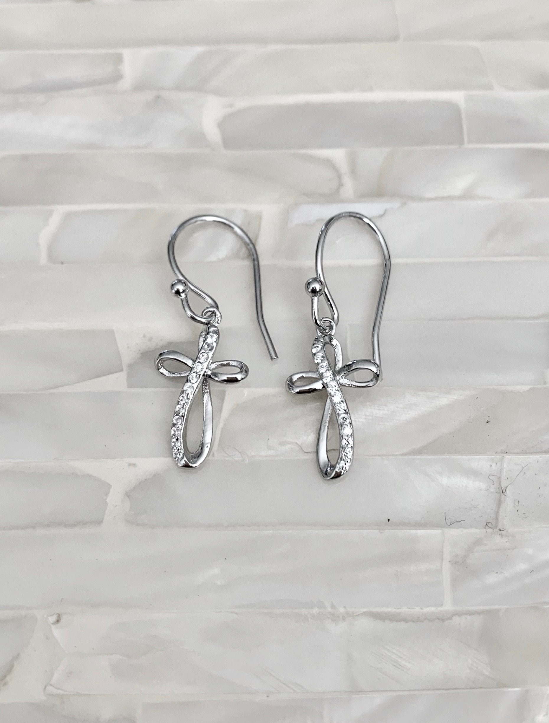 Religious Cross Earrings Christian Jewelry Baptism Etsy