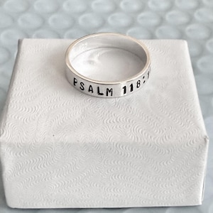 Anillo con versículo bíblico personalizado, anillo con las Escrituras, regalo para él, regalo para ella, religioso, fe, Navidad, graduación, regalo, plata esterlina
