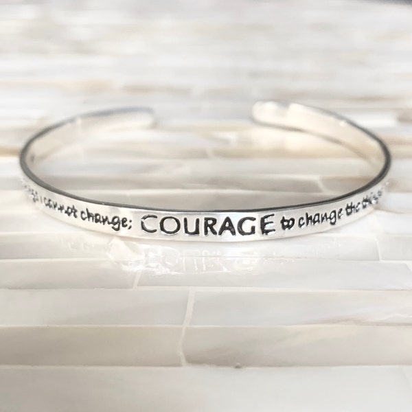 Serenity Prayer Bracelet- Christian Gift- Cuff Bracelet- God Grant Me Courage- Inspirational Gift- Religious Jewelry- Sterling Silver