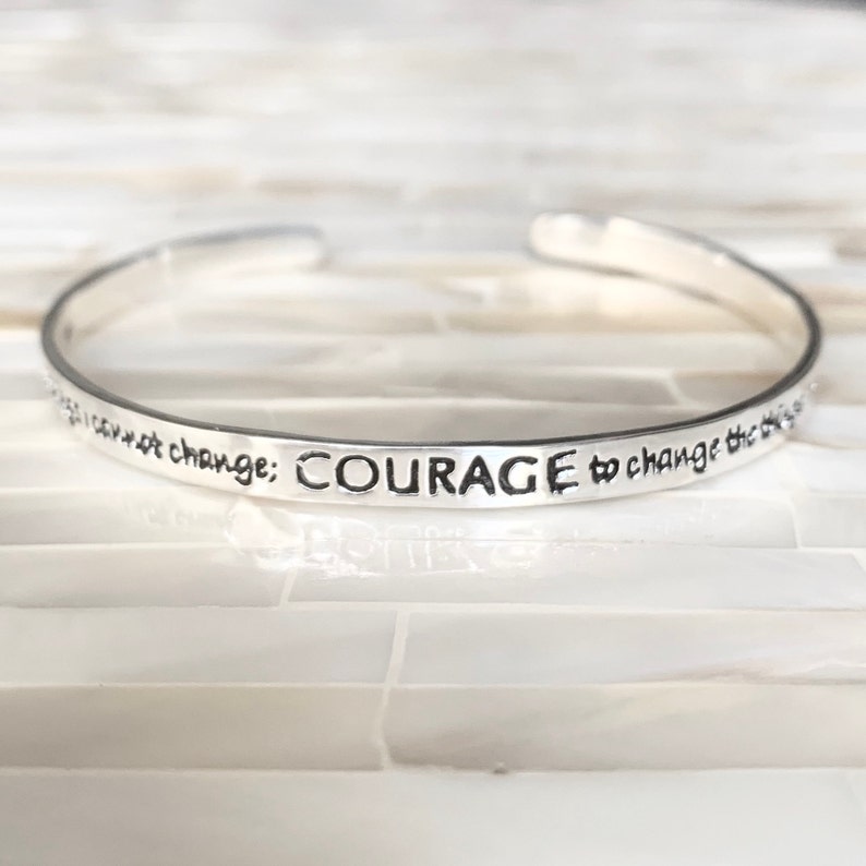 Serenity Prayer Bracelet Christian Gift Cuff Bracelet God Grant Me Courage Inspirational Gift Religious Jewelry Sterling Silver image 1
