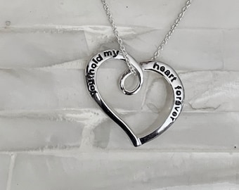 Heart Necklace-You hold my heart forever necklace- Mothers necklace- daughter necklace- Christmas gift- Couples Necklace- Hold my heart