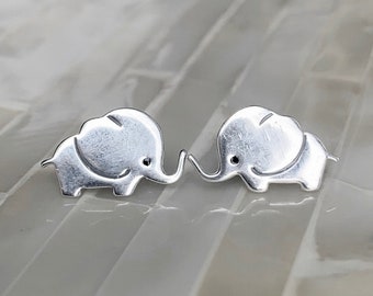 Elephant Earrings- Little Girl Earrings- Elephant Lover- Christmas Gift- Sterling Silver Studs- Elephant Jungle Earrings