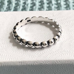 Beaded Ring- Beaded Sterling Silver- Stacking Beaded- Everyday ring-Spinner Ring- Beaded Ring For Children- Christmas Gift