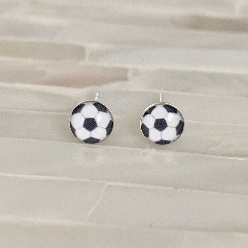 Soccer Ball Stud Earrings Tiny Soccer Balls sterling Silver Etsy