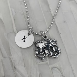 Theatre Drama Masks Necklace - Sterling Silver- Drama Teacher Gift- Actor gift- Performer gift- Musical Performance Jewelry- Senior Gift