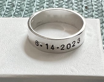 Date Ring- Personalized- Graduation, Sobriety, Anniversary, Retirement, Wedding- Recovery- Date- Ring- Gift- Gift for him- Gift for her