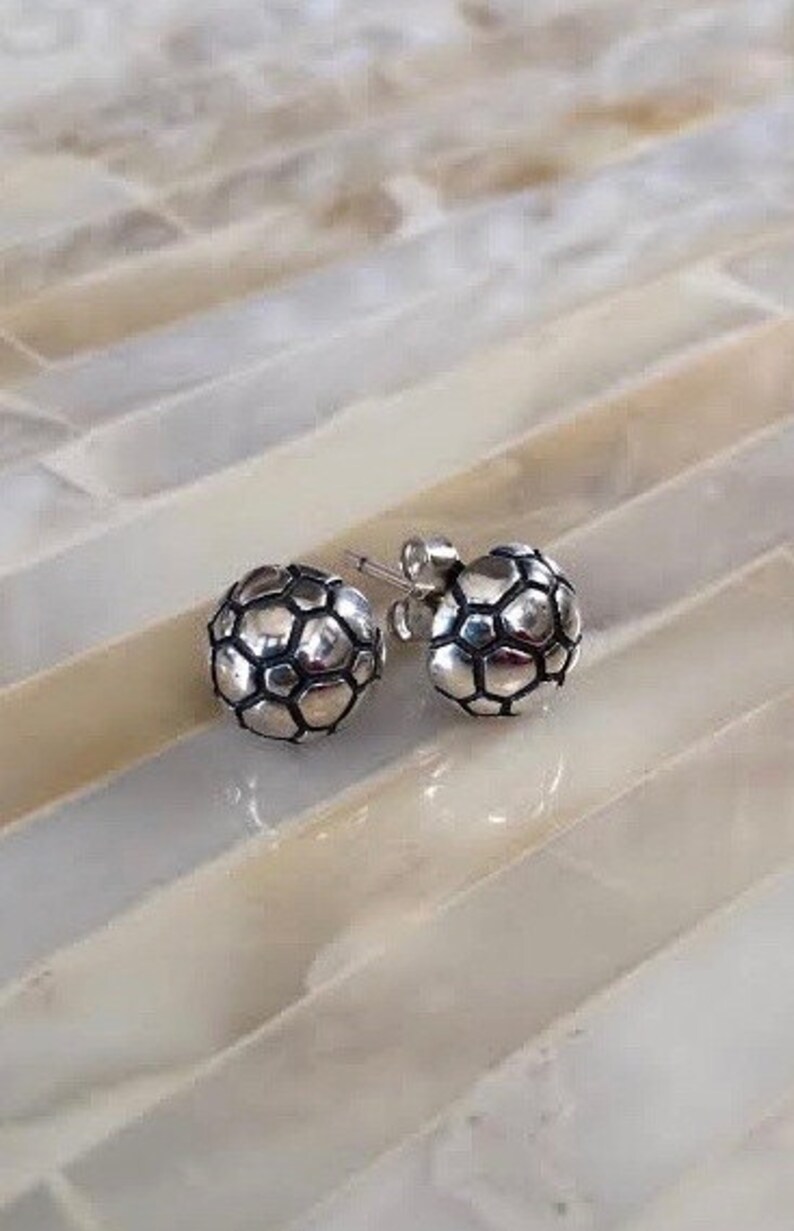 Soccer Stud Earrings Sterling Silver Soccer Player jewelry Soccer Coaches Gift Soccer Mom gift Girl Jewelry Christmas Jewelry image 3