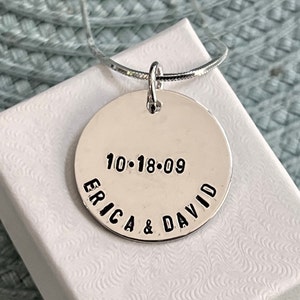 Couple&#39;s Necklace- Two Names- Anniversary Date- Two Initials with &quot;&&quot; symbol- Anniversary Gift- Valentine&#39;s Day gift- Personalized